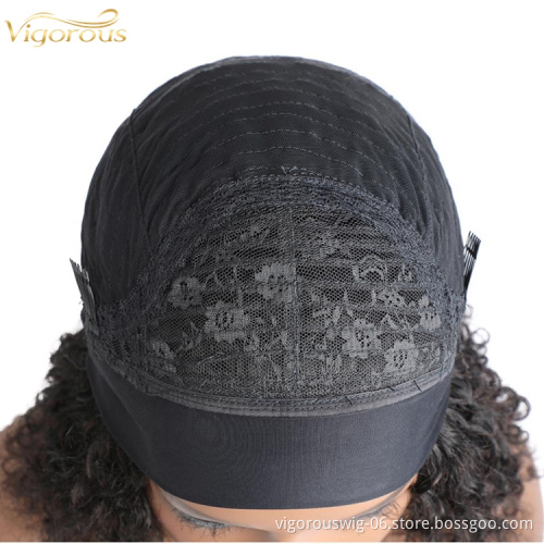 Wholesale Price Brazilian Wigs Short Afro Kinky Human Hair Wigs With Headband Curly For Black Women Bob Wig Natural Black Color